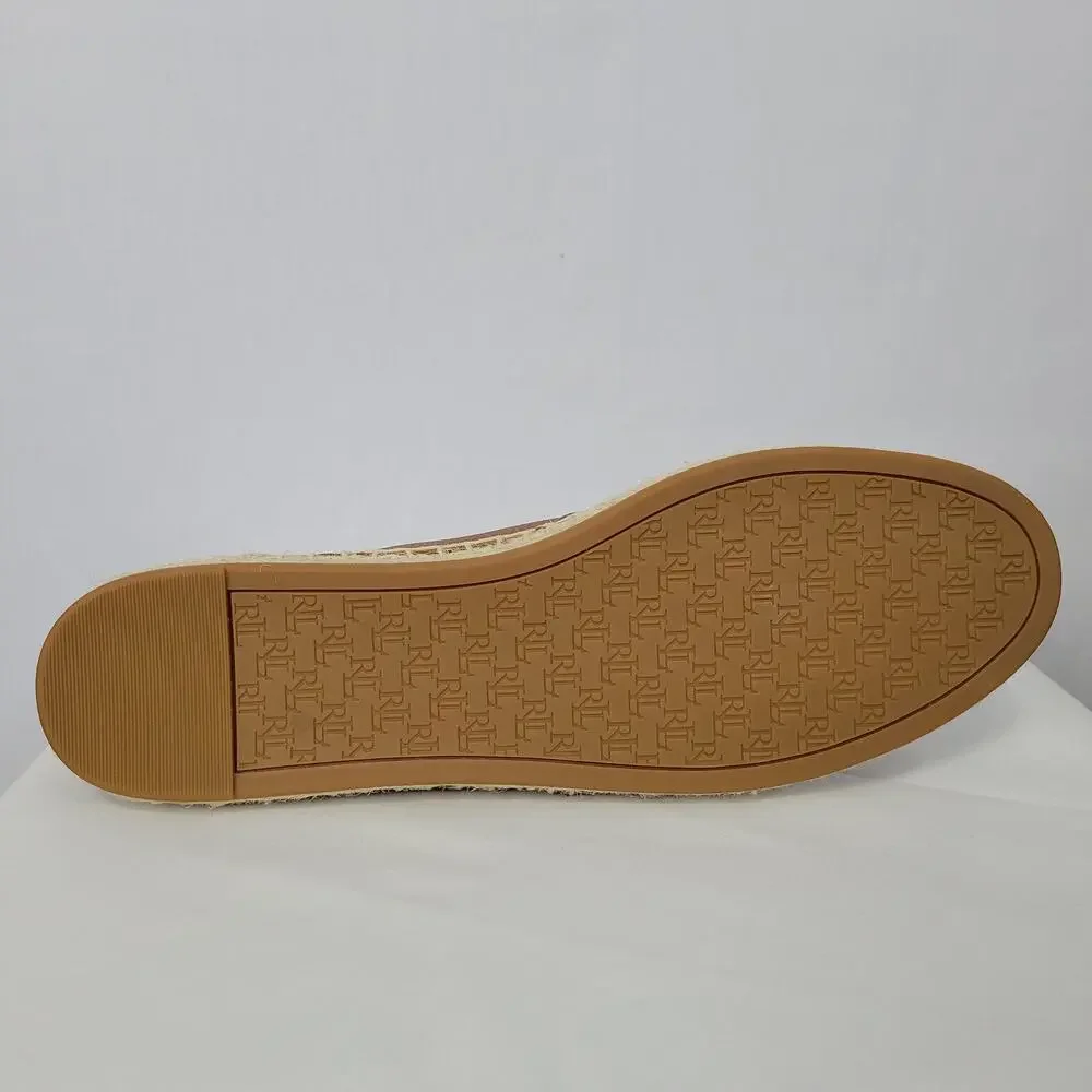 Lauren Ralph Lauren Camryn Tumbled Leather Espadrille size in 10 Deep Saddle Tan